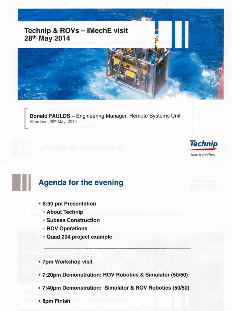 Technip ROV Presentation | PDF | Subsea (Technology) | Energy And Resource