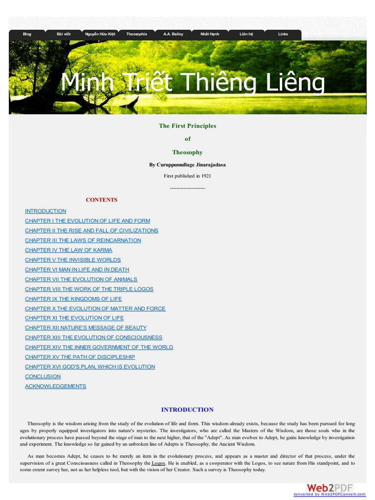 Curuppumullage Jinarajadasa The First Principles of Theosophy PDF