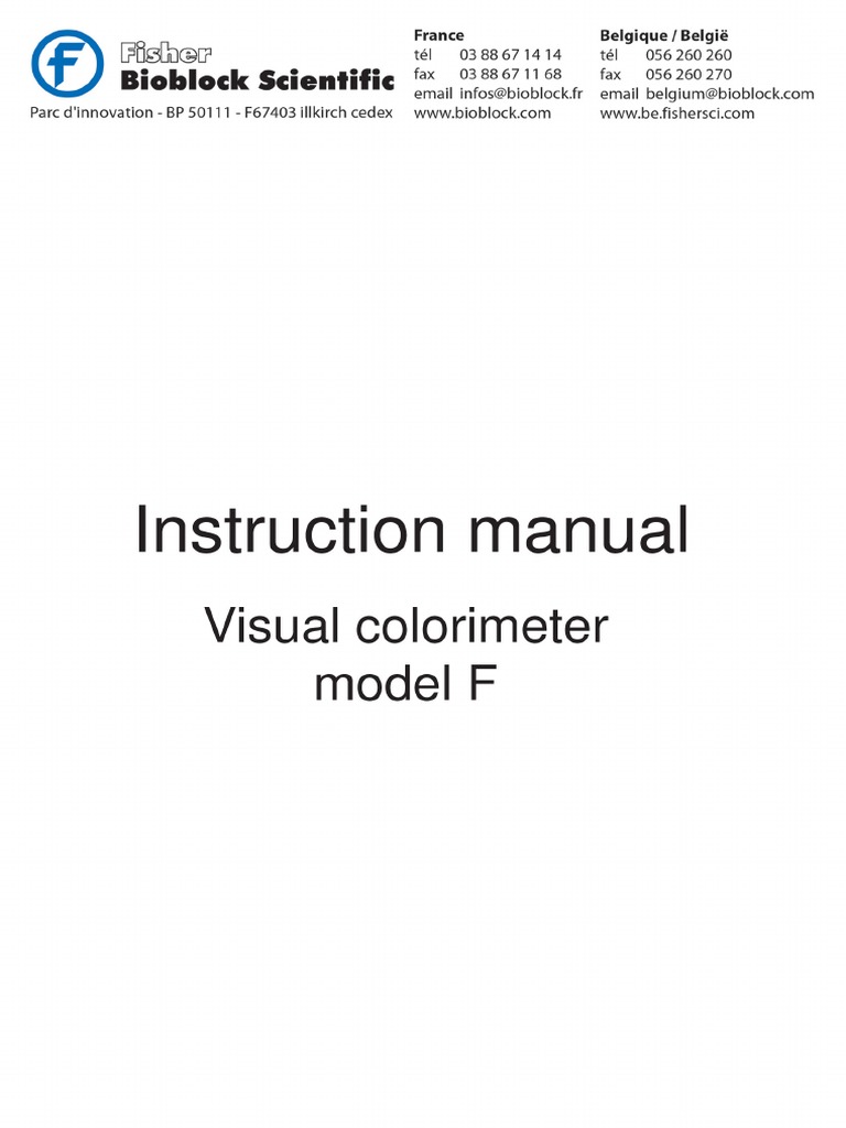 Manual Visual Colorimeter Model F PDF Color Optical Filter