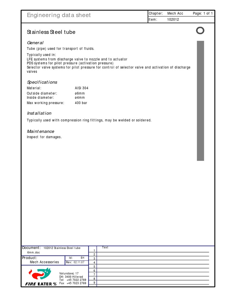 Stainless Steel Tube Specifications | PDF | Technology & Engineering
