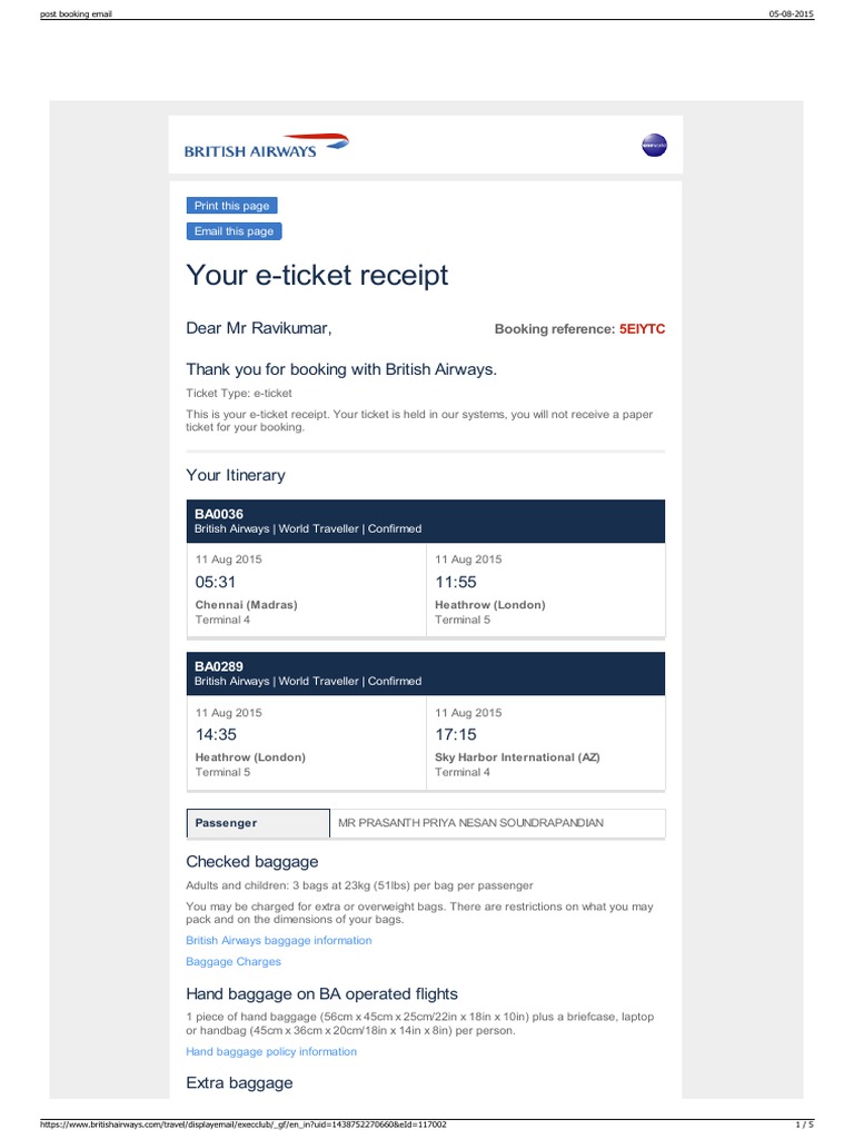 british airways extra baggage booking