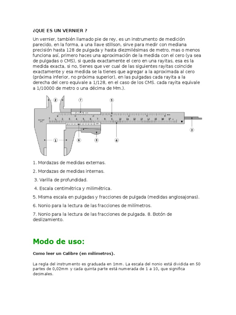 Que Es Un Vernier Instrumento de medición Observación