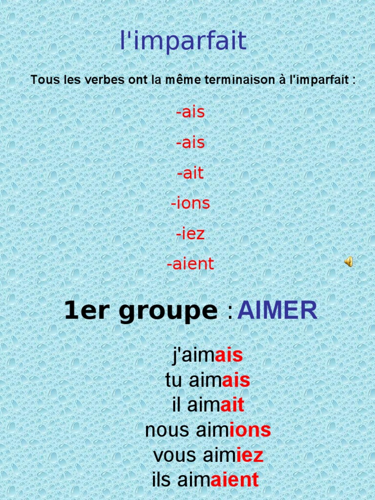 Terminaison De L imparfait De L indicatif L'imparfait | PDF