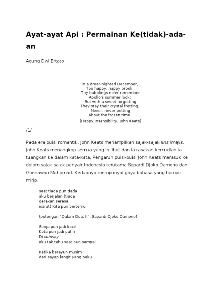 Ayat-Ayat Api: Permainan Ke (Tidak) - Ada-An | PDF