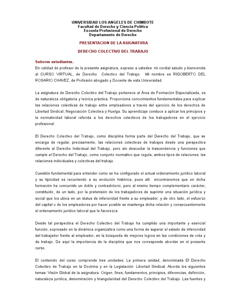 Naturaleza Juridica Del Derecho Colectivo De Trabajo