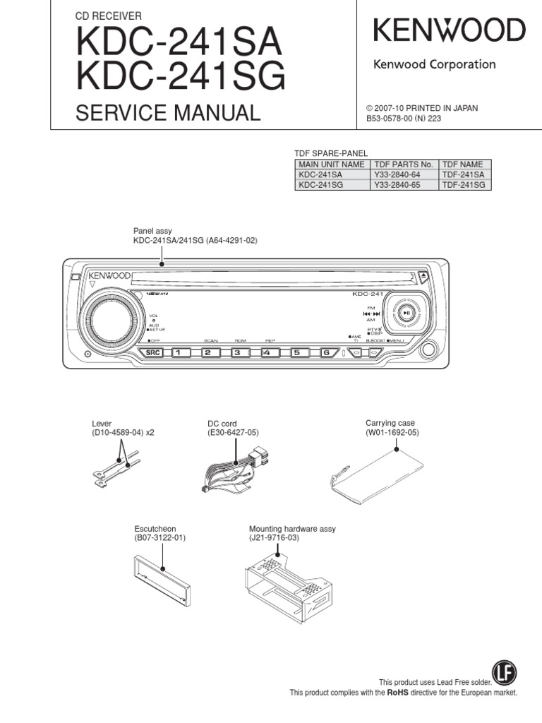 Kenwood Kdc 241sa Kdc 241sg | Power Supply | Electronics