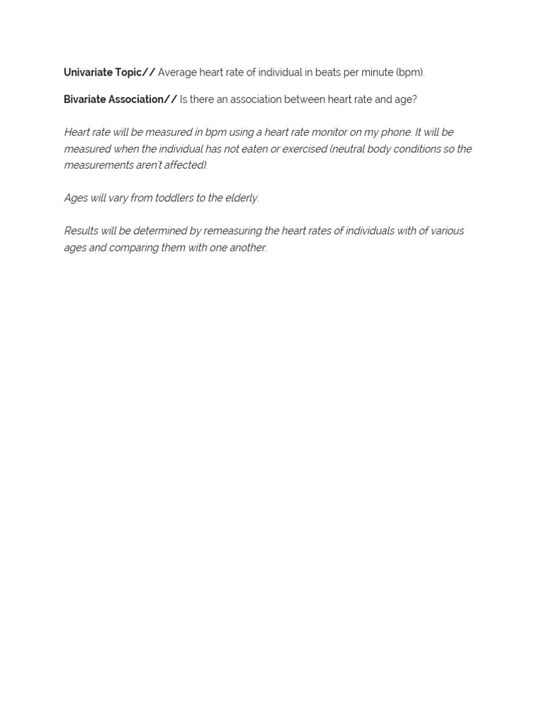 Heart Rate and Age Correlation Study | PDF