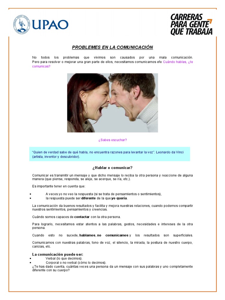 Problemas en La Comunicación (Ing. Industrial) | PDF | Comunicación ...