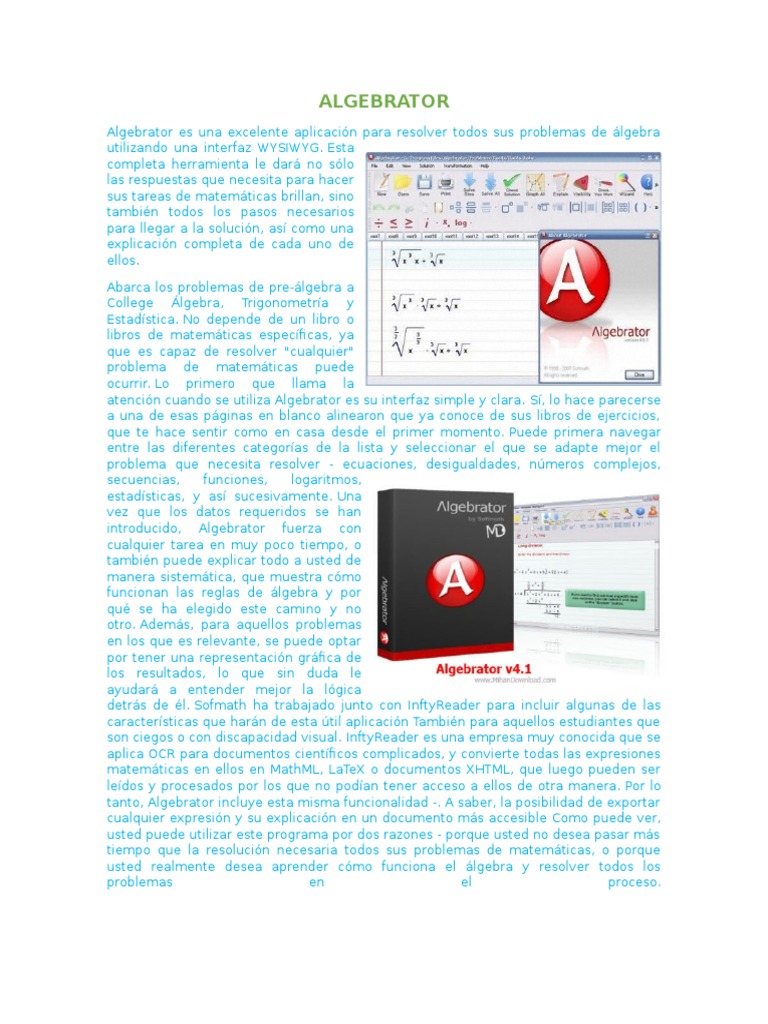 Algebrator: Tutor de Matemáticas Eficaz | PDF | Enseñanza de matemática ...