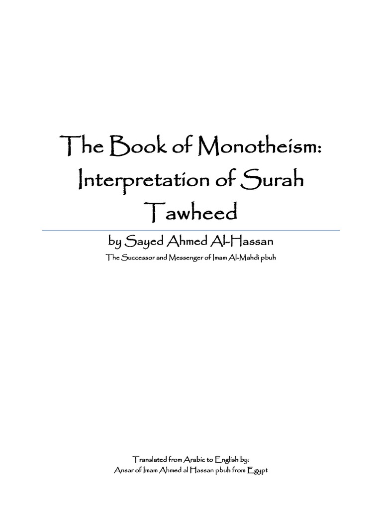 The Book of Monotheism Interpretation of Surah Tawheed PDF | PDF ...