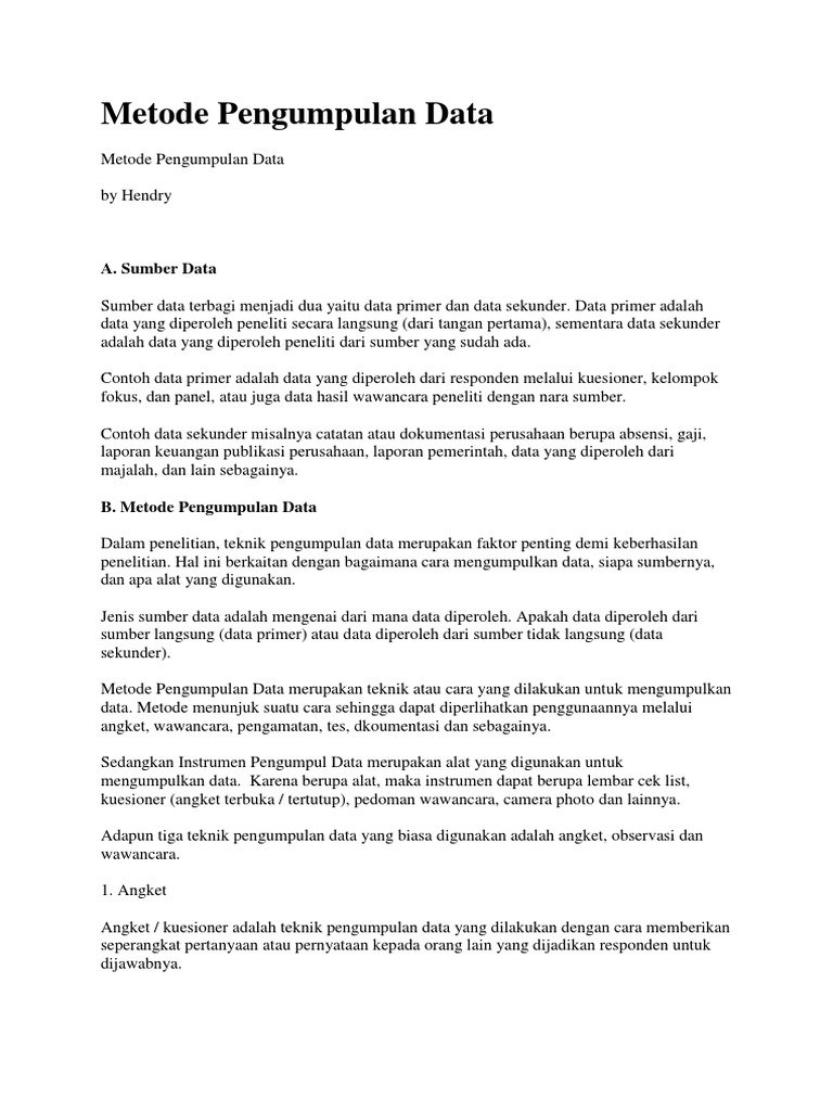 Metode Pengumpulan Data