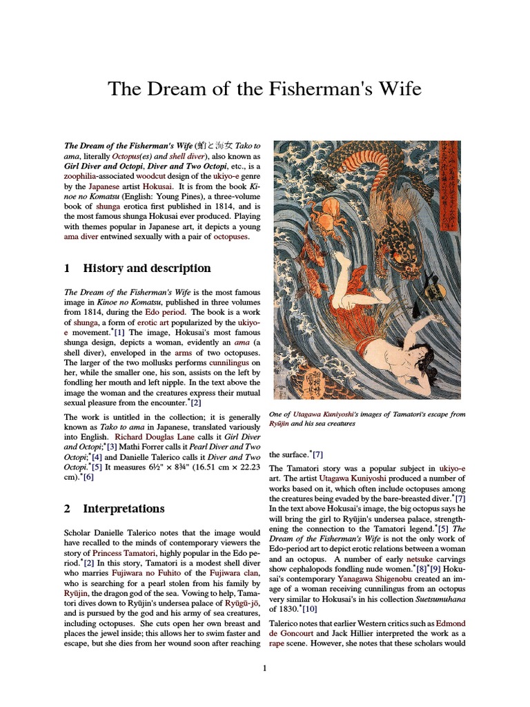 The Dream of The Fisherman's Wife Printmaking Woodcuts