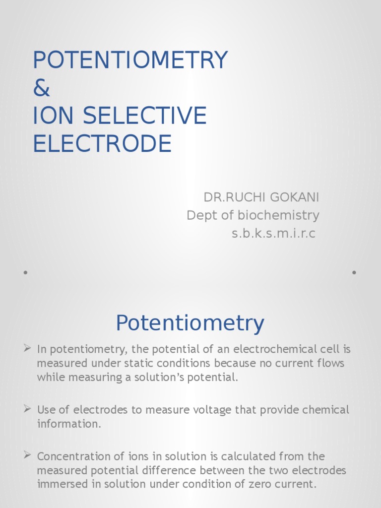 Potentiometry & Ion Selective Electrodes | PDF | Ph | Electrochemistry