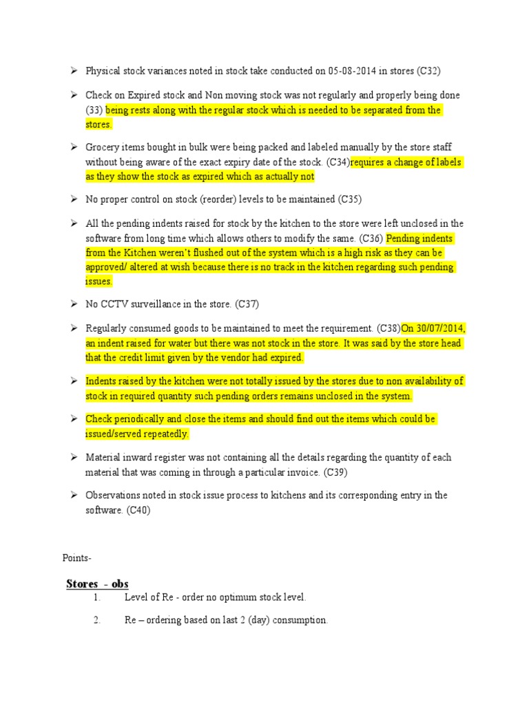 Stores Obs PDF Shelf Life Inventory