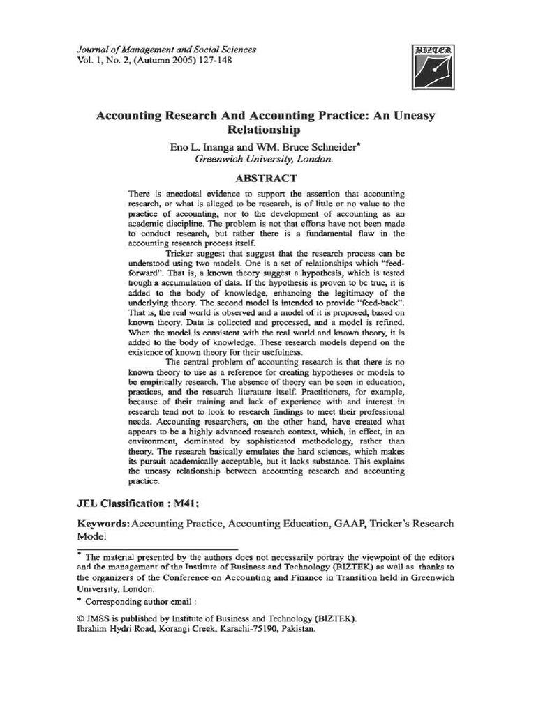 Accounting Research and Accounting Practice PDF | PDF