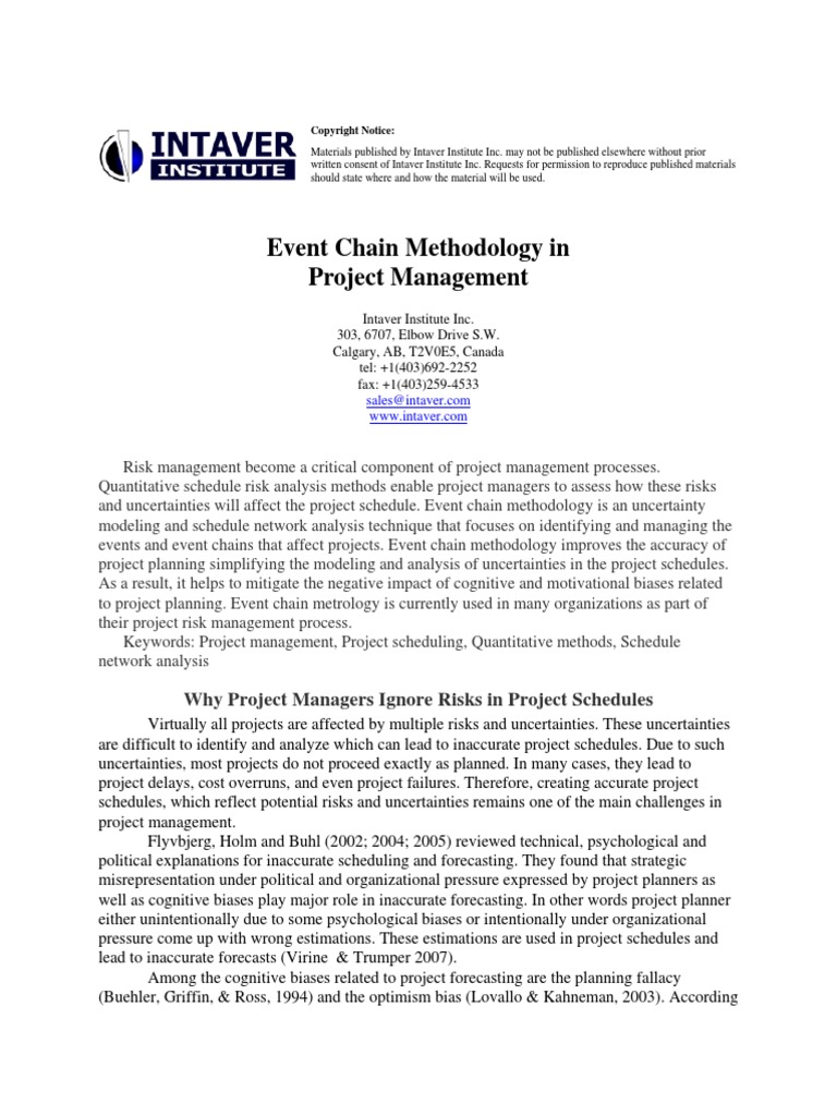 Event Chain Methodology in Project Management: Why Project Managers ...
