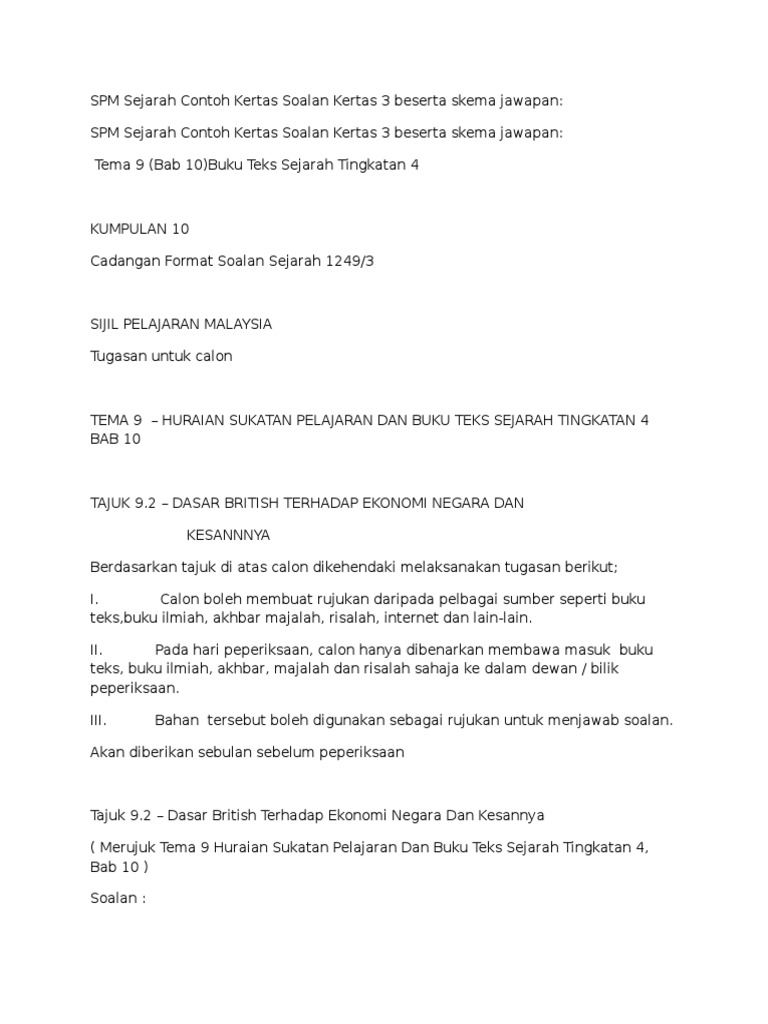 Jawapan Buku Pelangi Sejarah Tingkatan 3 