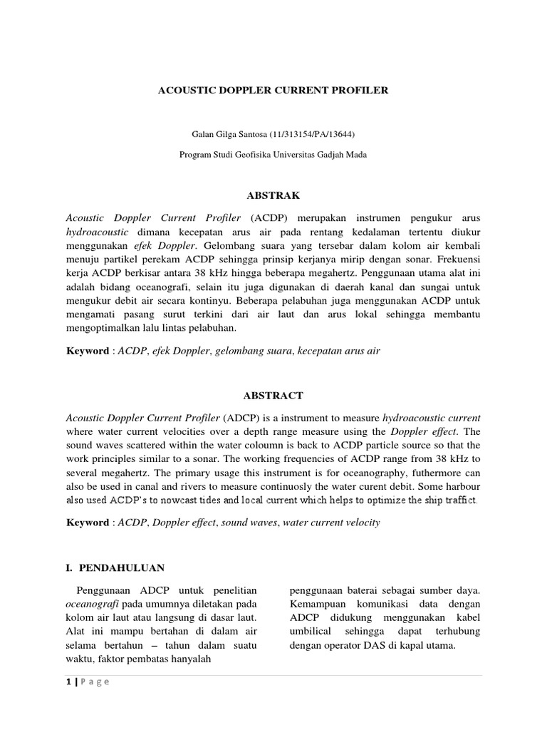 Acoustic Doppler Current Profiler | PDF