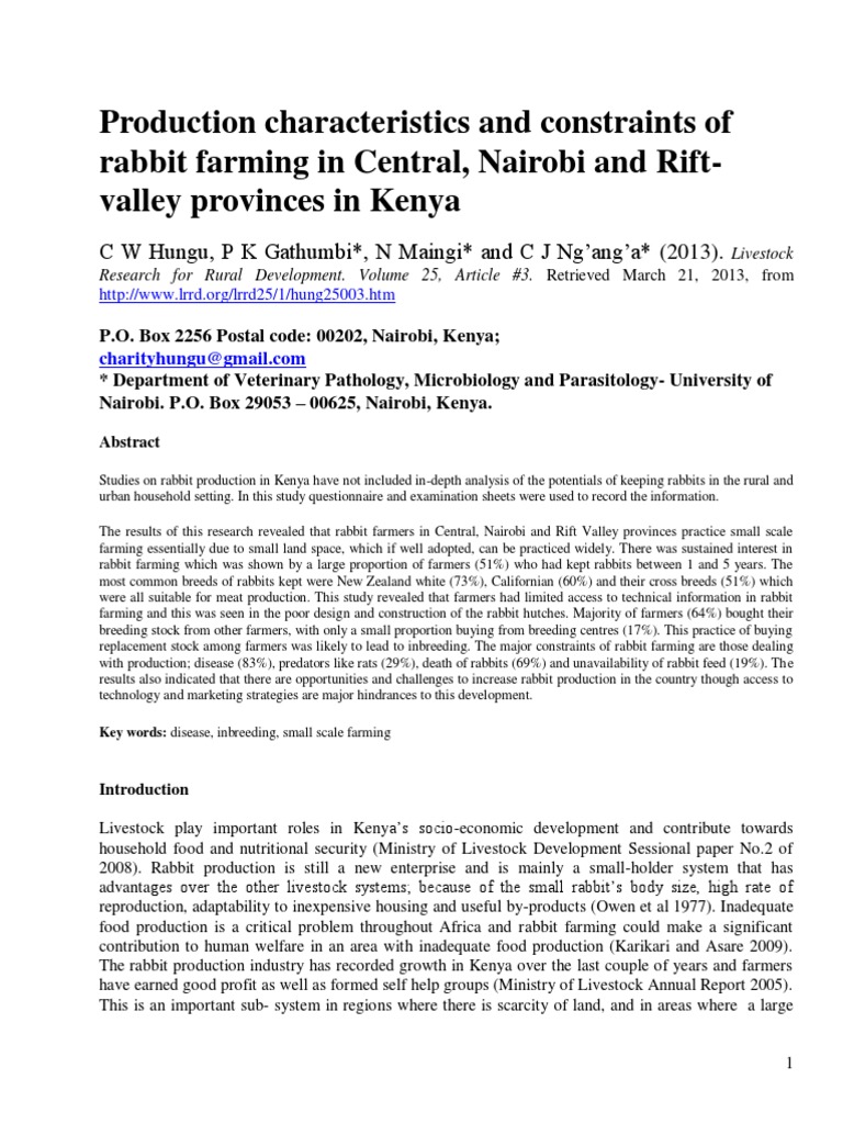 Rabbit Breeds for Farming in Kenya | PDF | Livestock | Rabbit