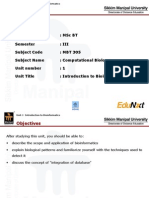 Course: MSC BT Semester: Iii Subject Code: MBT 305 Subject Name: Computational Biology Unit Number: 1 Unit Title: Introduction To Bioinformatics