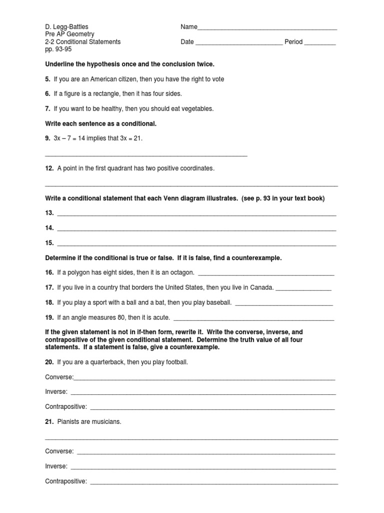 2 2 Conditional Statements Assignment PDF | PDF | Logic | Geometry