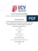 Mejora Del Sistema de Seguridad y Salud Ocupacional para La Disminución de Accidentes Laborales en El Área de Operaciones de La Empresa Hermes Transportes Blindados S.A.