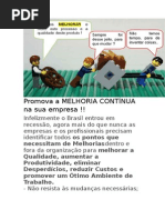 Promova a MELHORIA CONTÍNUA Na Sua Empresa