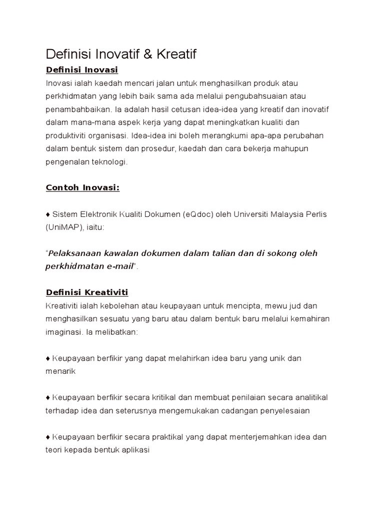 Apakah Maksud Inovasi