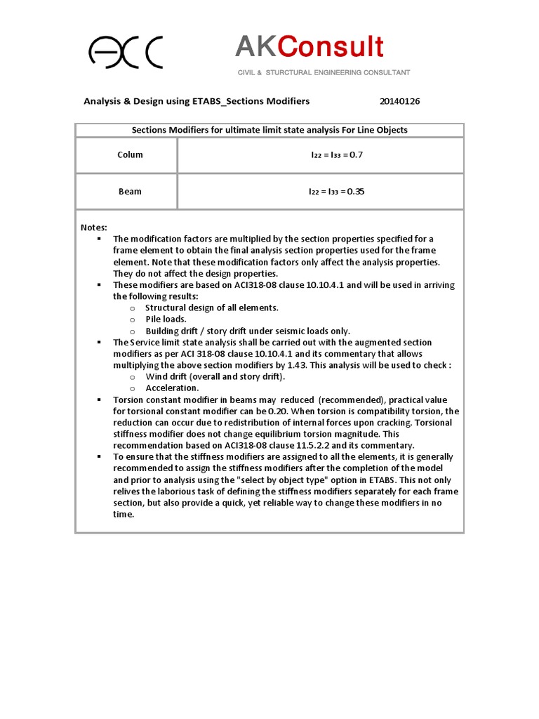 Stiffness Modifiers | PDF | Bending | Stiffness