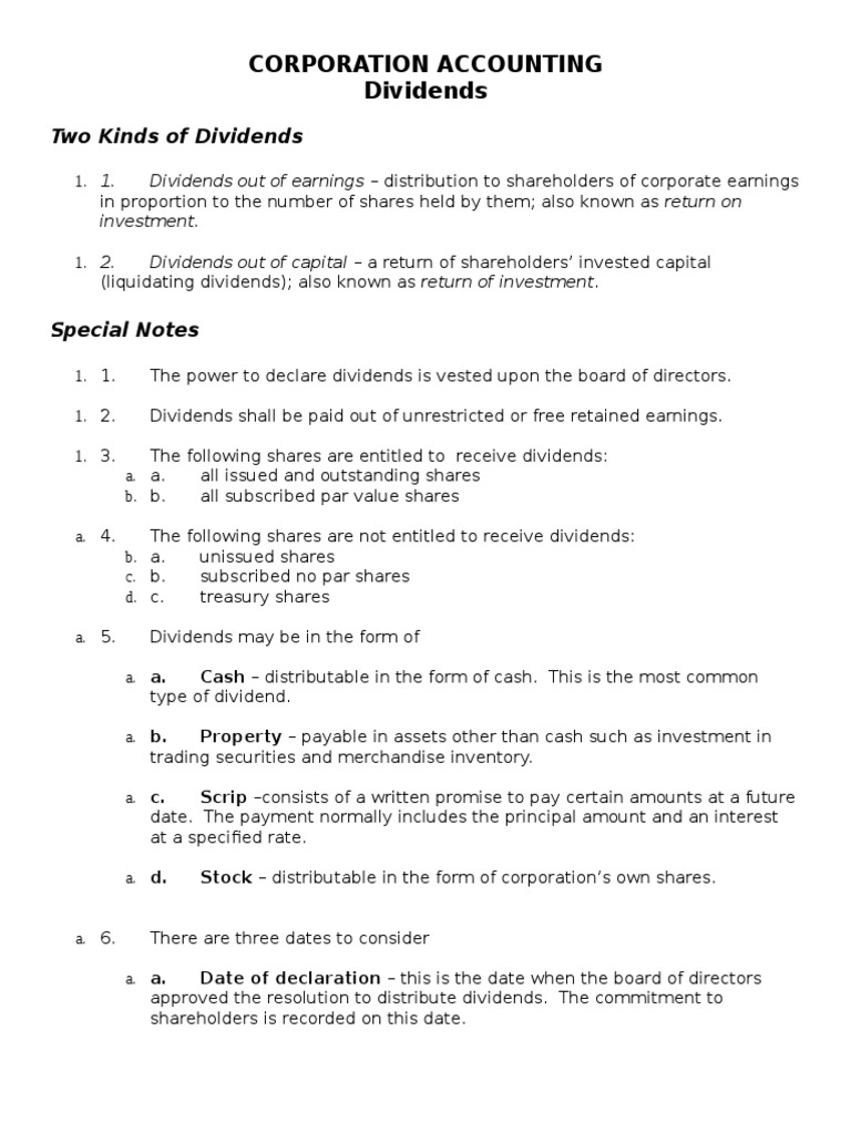 Corporation Accounting - Dividends | PDF | Dividend | Preferred Stock