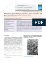 Preliminary Phytochemical Screening, Pharmacognostic and Physicochemical Evalution of Leaf of Gmelina Arborea