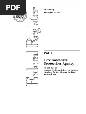 Proposed Rule: Air pollutants, hazardous; national emission standards: Dry cleaning facilities; perchloroethylene emission standards