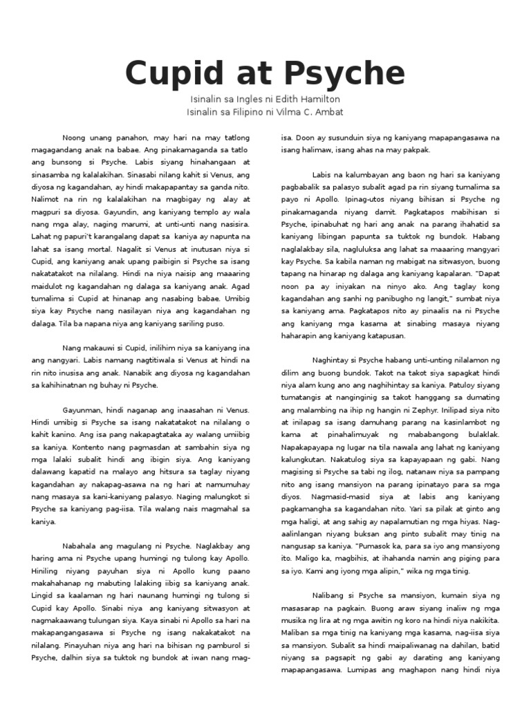 Cupid And Psyche Story Tagalog