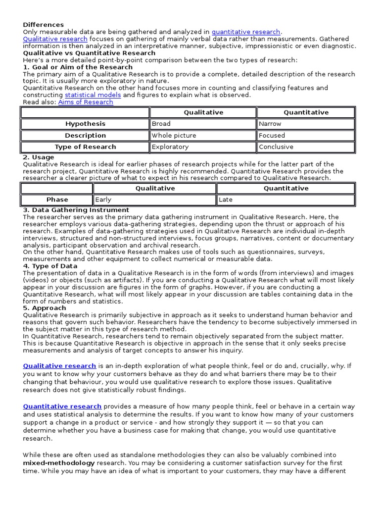 Qualitative vs Quantitative Research Guide | PDF | Experiment ...