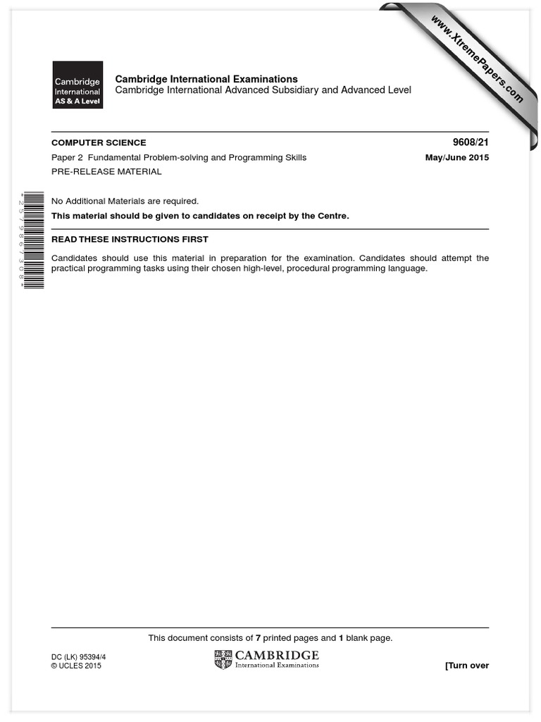9608 s15 Pre 21 | PDF | String (Computer Science) | Data Type