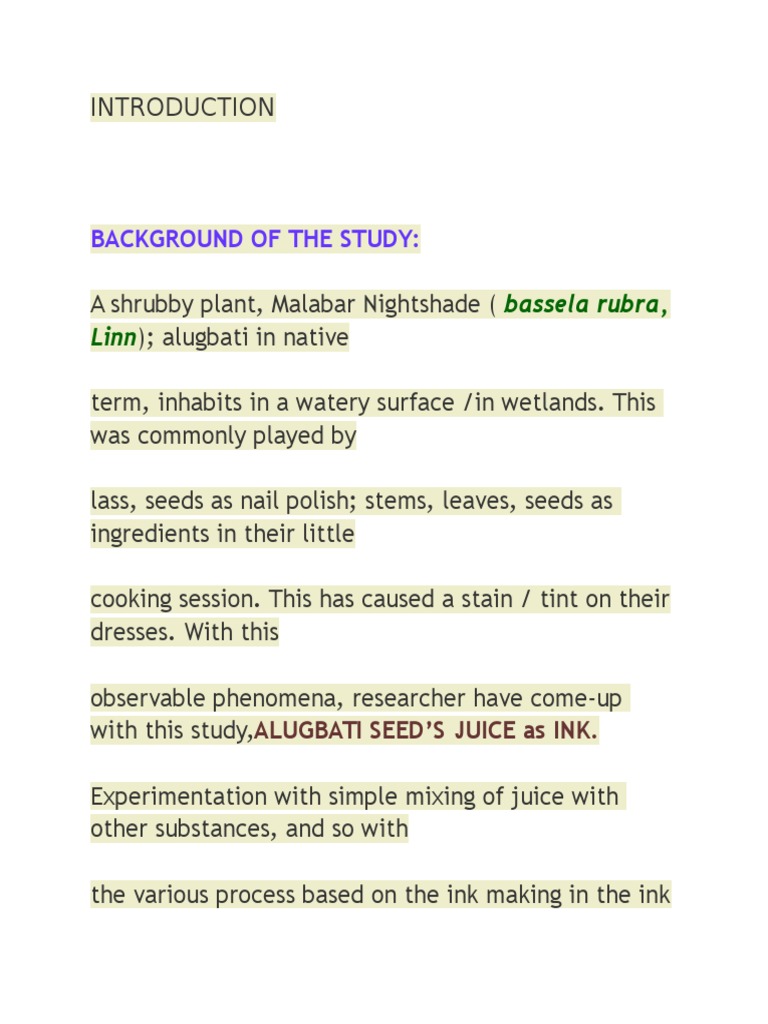 Alugbati Seed Juice as Alternative Ink | PDF | Nature