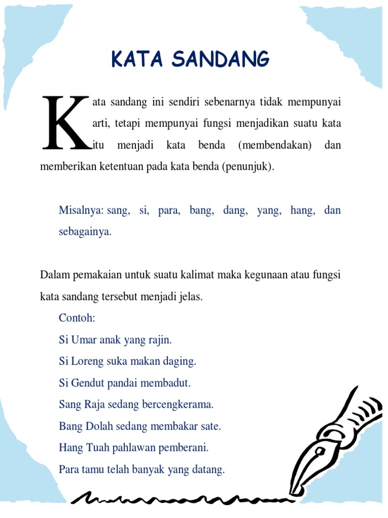 Kata Sandang Dalam Bahasa Indonesia