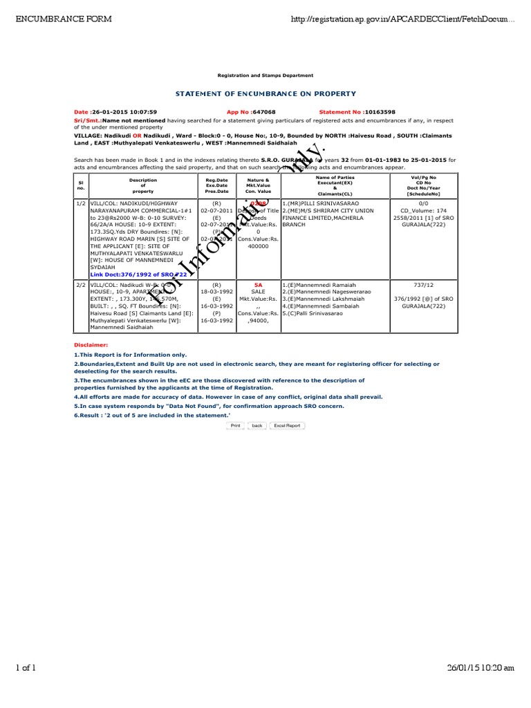 Encumbrance Form | PDF