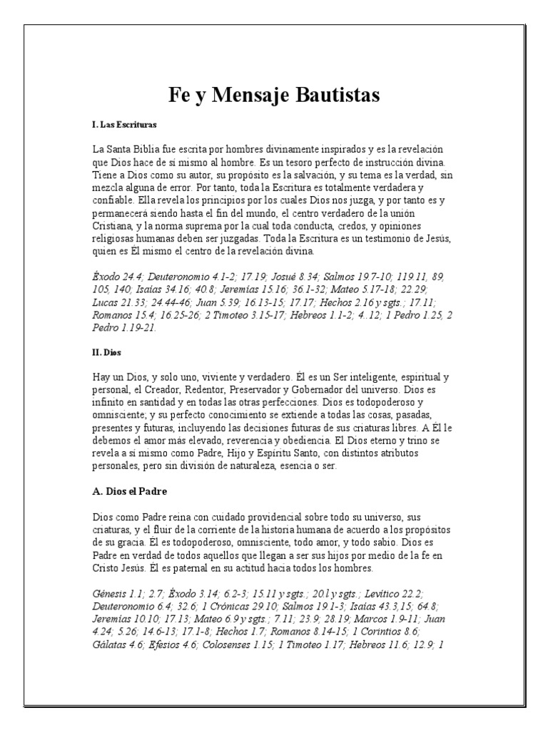 Fe y Mensaje Bautistas (Convención Bautista Del Sur, 2000) La
