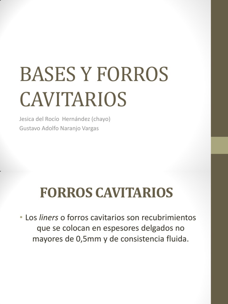 Bases Cavitarias PDF Esmalte de dientes Dentina