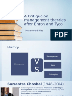 A Critique On Management Theories After Enron and Tyco: Muhammad Riaz