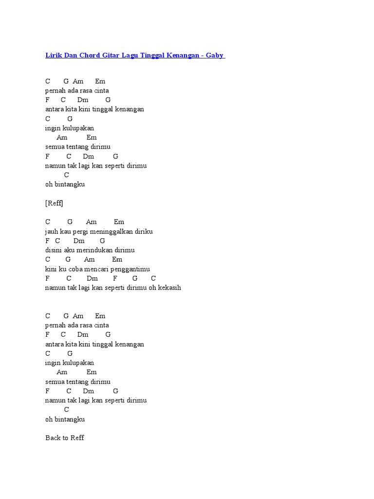 Lirik Dan Chord Gitar Lagu Tinggal Kenangan Pdf