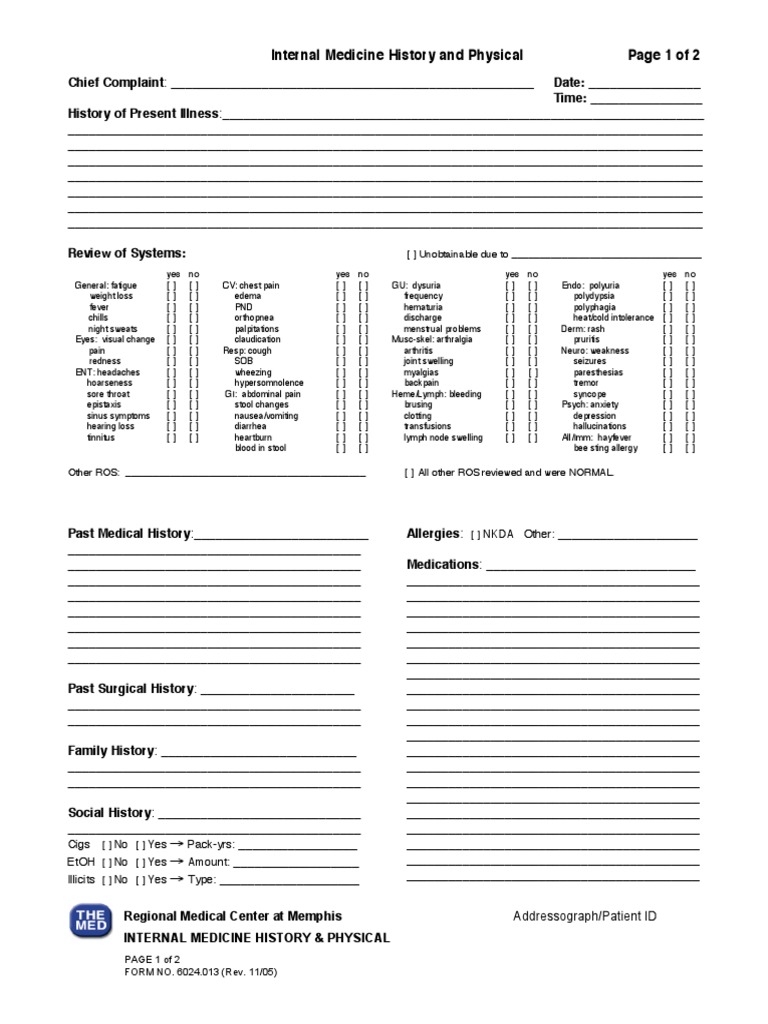 Im History and Pe Format | PDF | Clinical Medicine | Medical Specialties