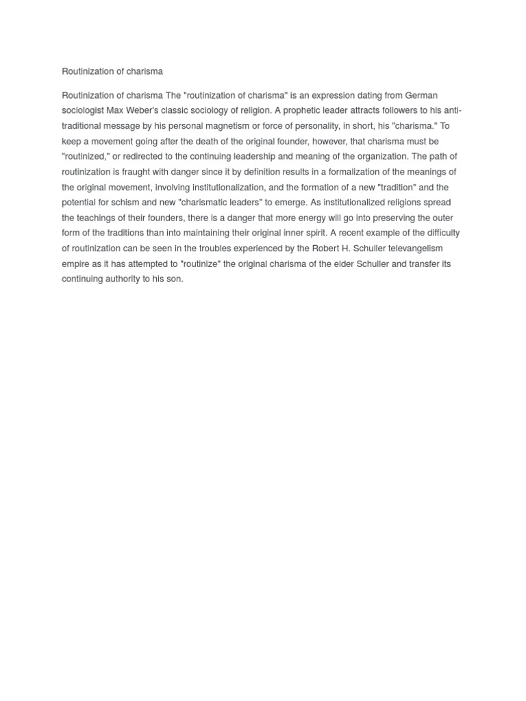 Routinization Of Charisma