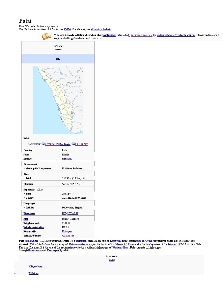 Wikipedia On Pala | PDF | Travel | Religion & Spirituality