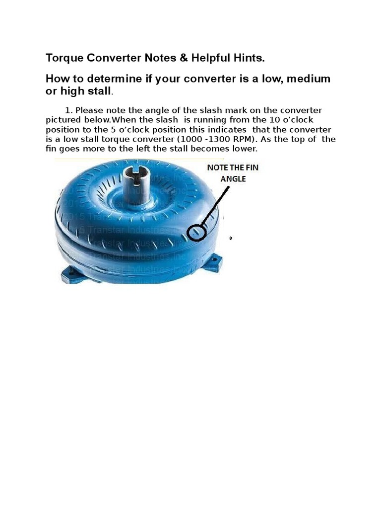 Torque Converter Notes | PDF | Transmission (Mechanics) | Torque