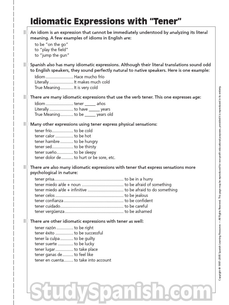 Idiomatic Expresssions in Spanish | PDF | Idiom | Syntactic Relationships
