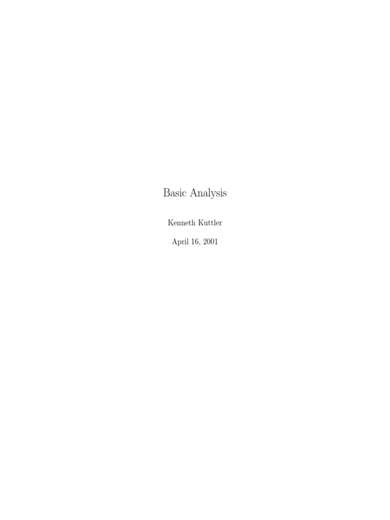Basic Analysis - K. Kuttler | PDF