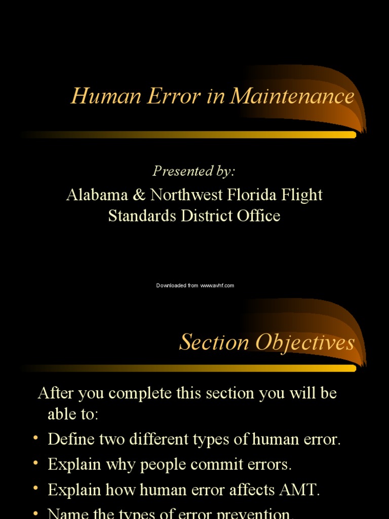Human Error In Maintenance Pdf Error Aviation Accidents And Incidents
