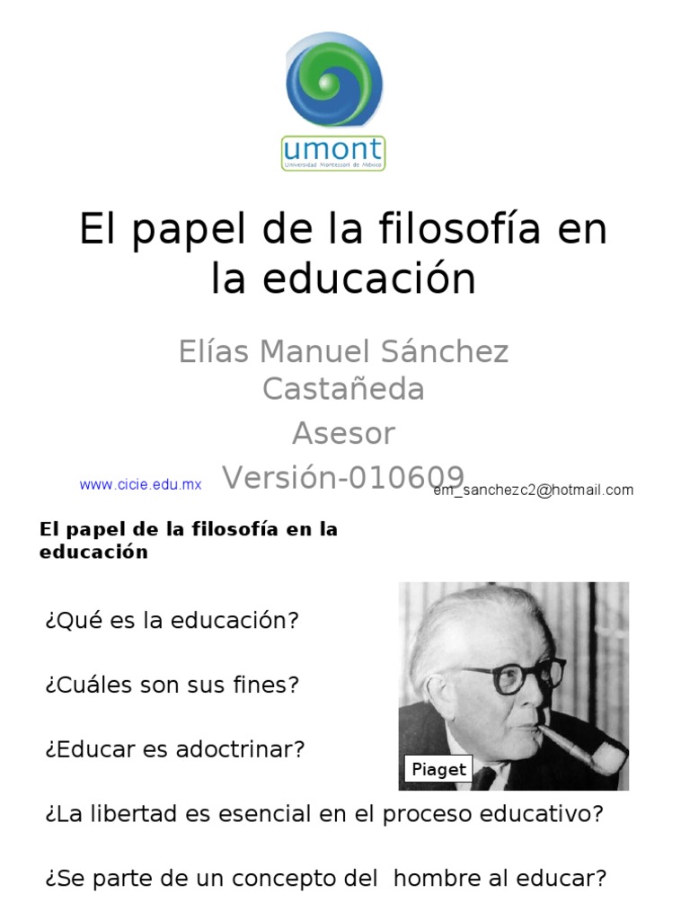 El Papel de la Filosofia en la Educacion Esencia Maestros